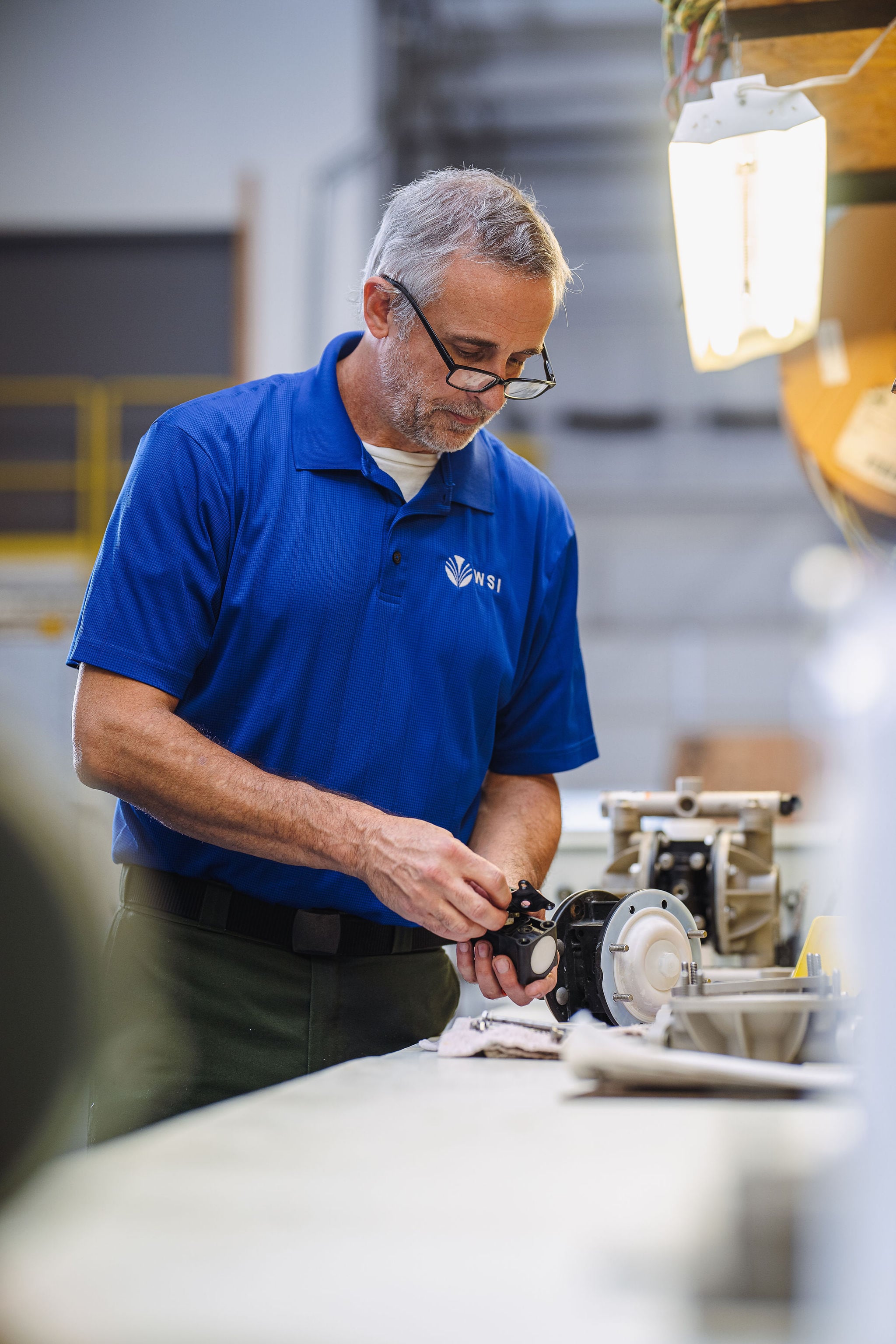 WSI field technician servicing equipment onsite