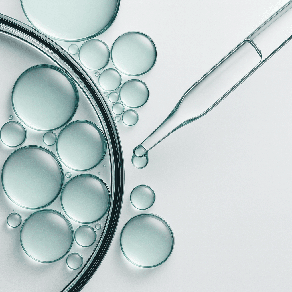 Laboratory beakers with chemistry solutions