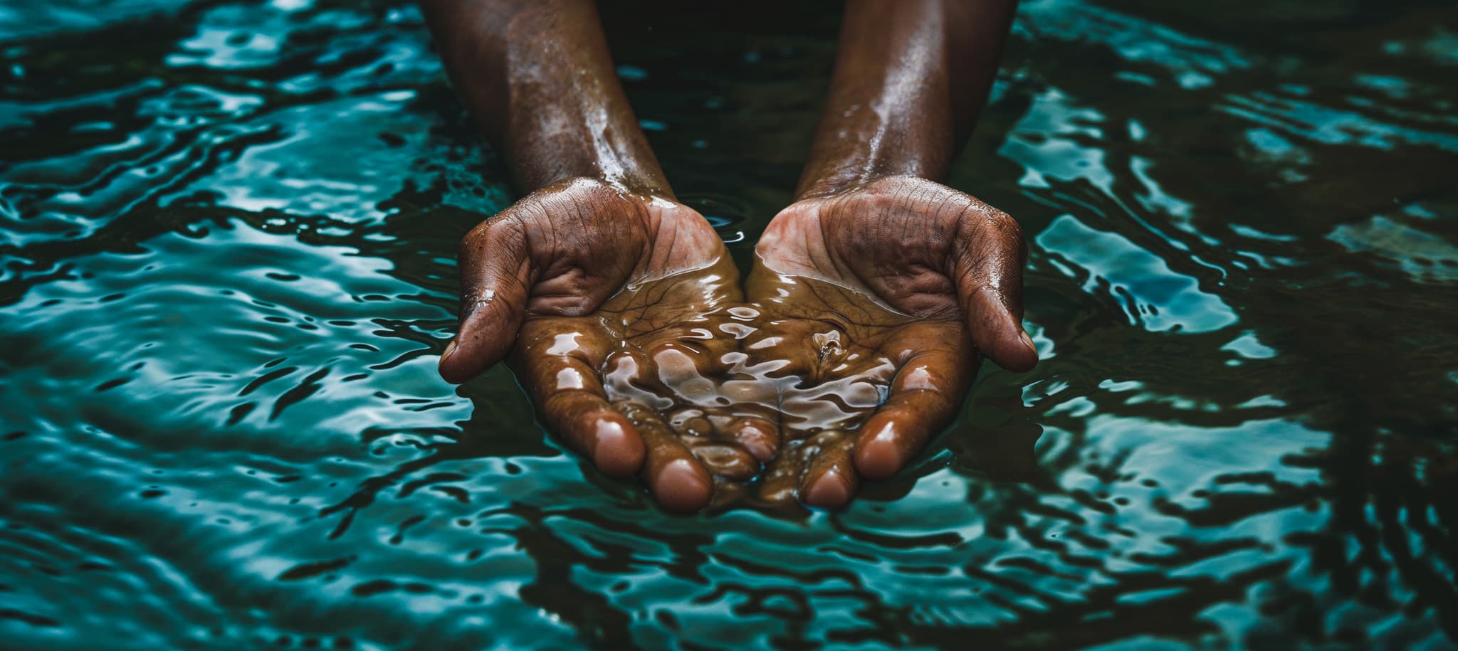 Hands cupping clean water